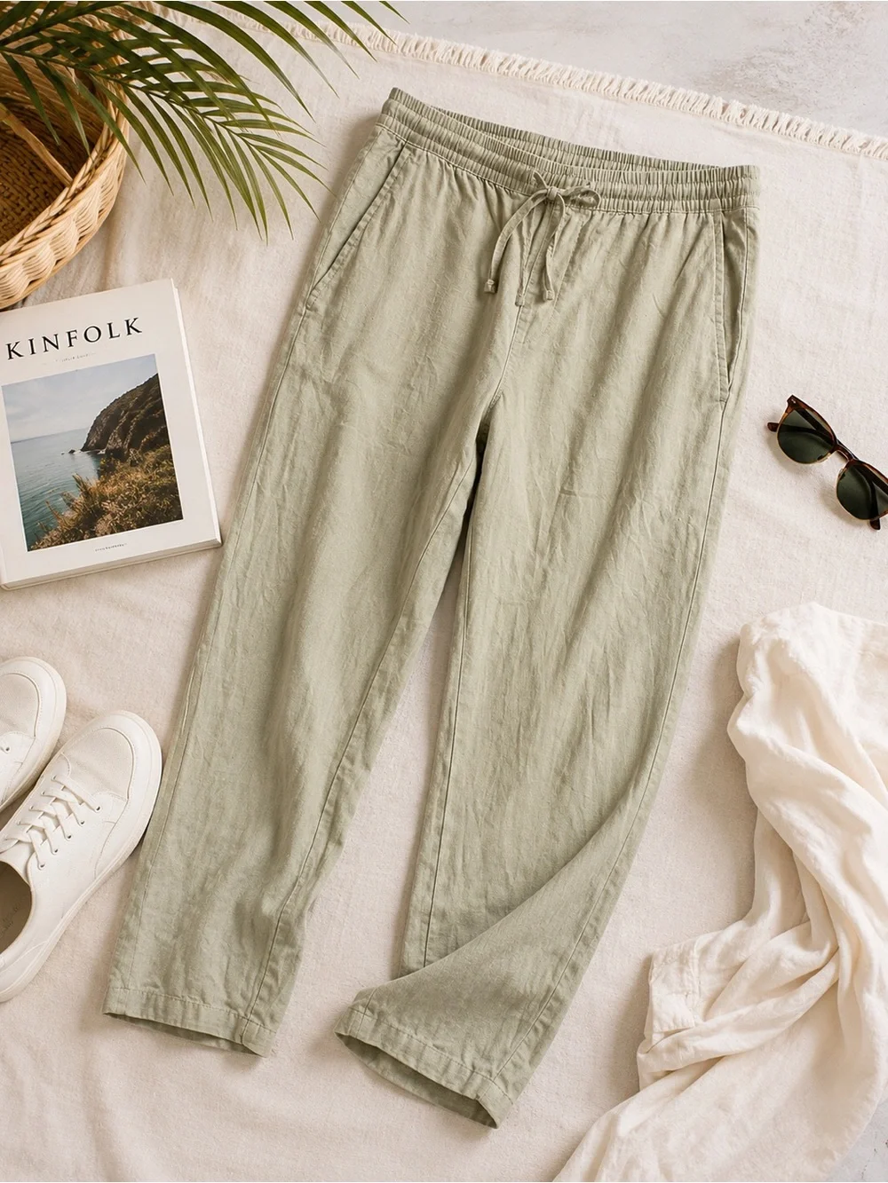 SMOG Linen Blend Drawstring Pants Men’s Light Sage